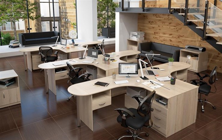 Мебель для персонала SIMPLE с эргономичными столами и шкафом в Тамбове - изображение 2